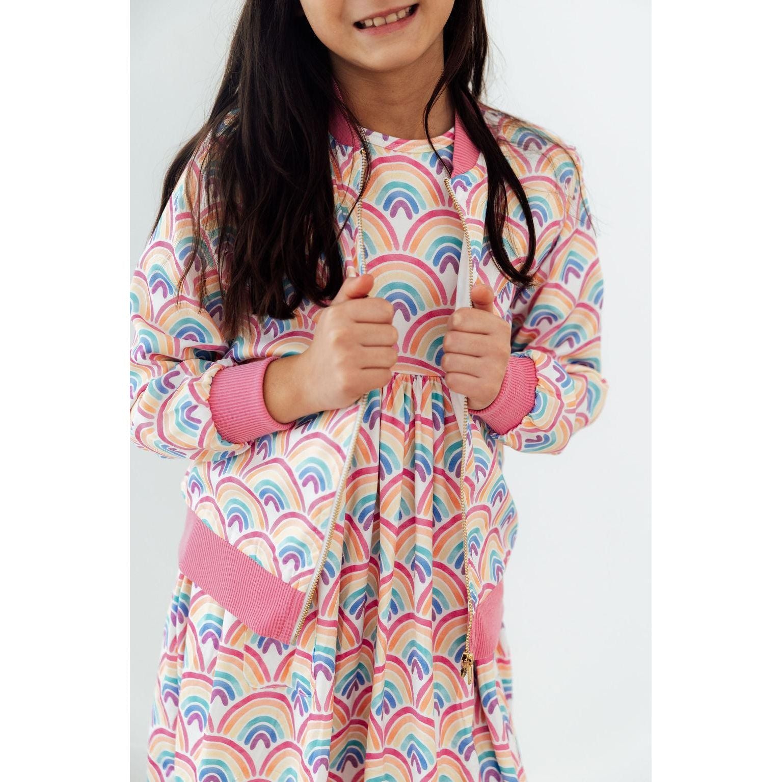Watercolor Rainbows Satin Jacket