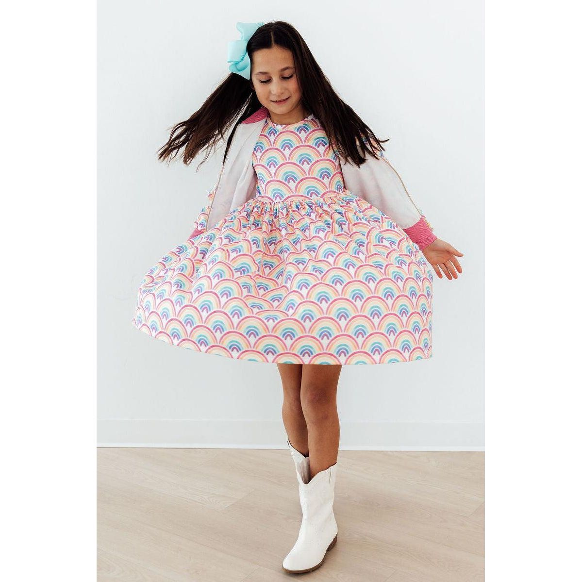 Watercolor Rainbows S/S Pocket Twirl Dress
