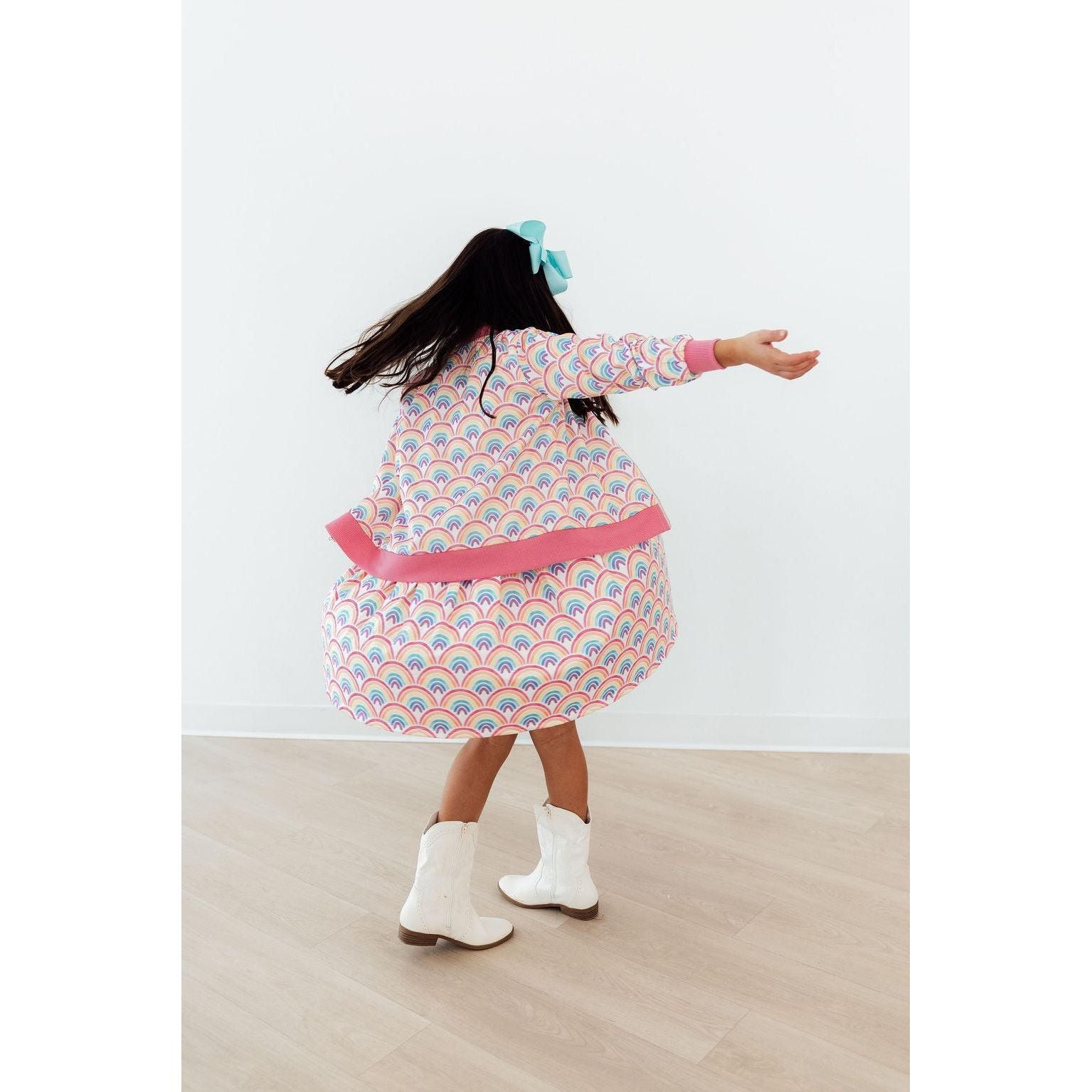 Watercolor Rainbows S/S Pocket Twirl Dress