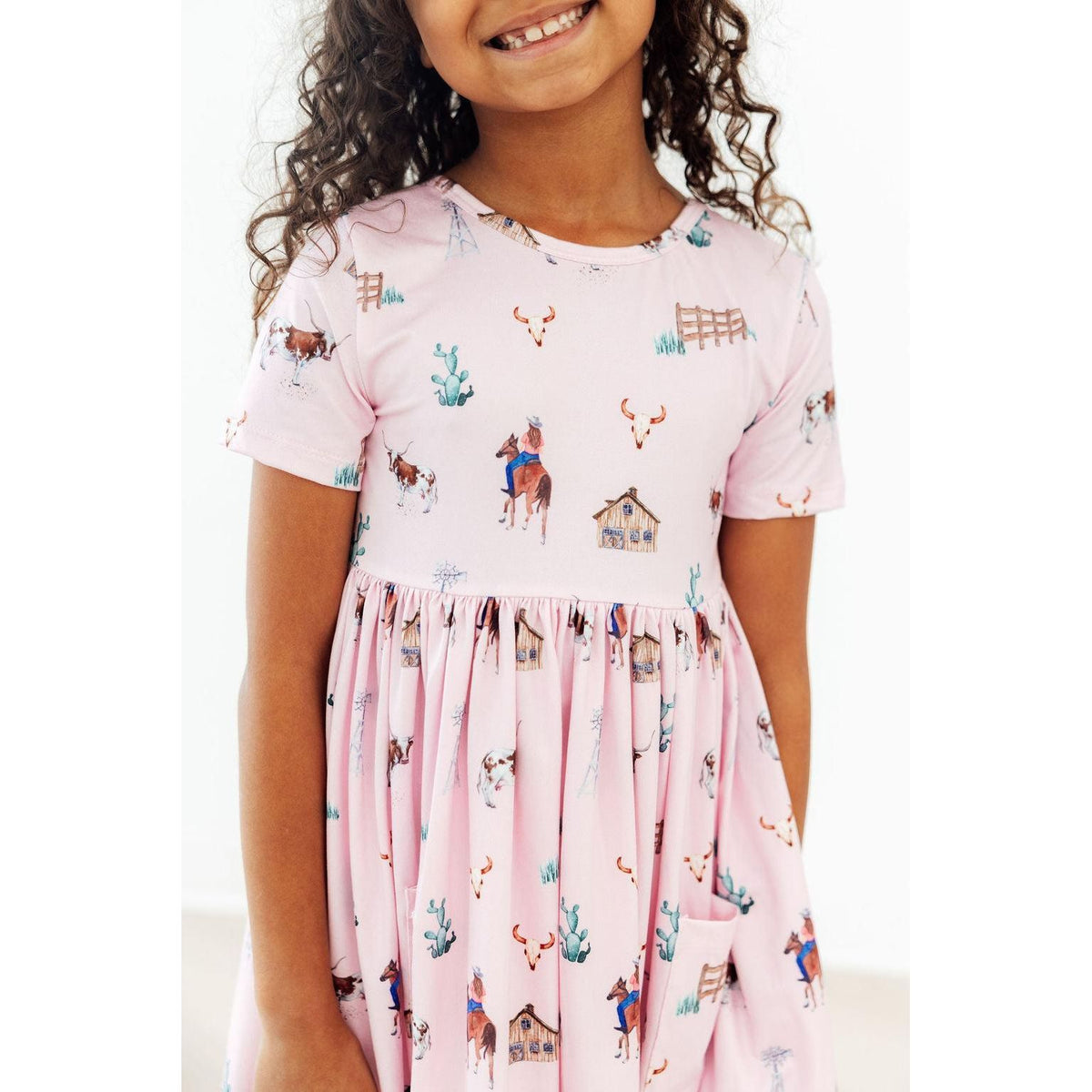Pink Ranch Hand S/S Pocket Twirl Dress