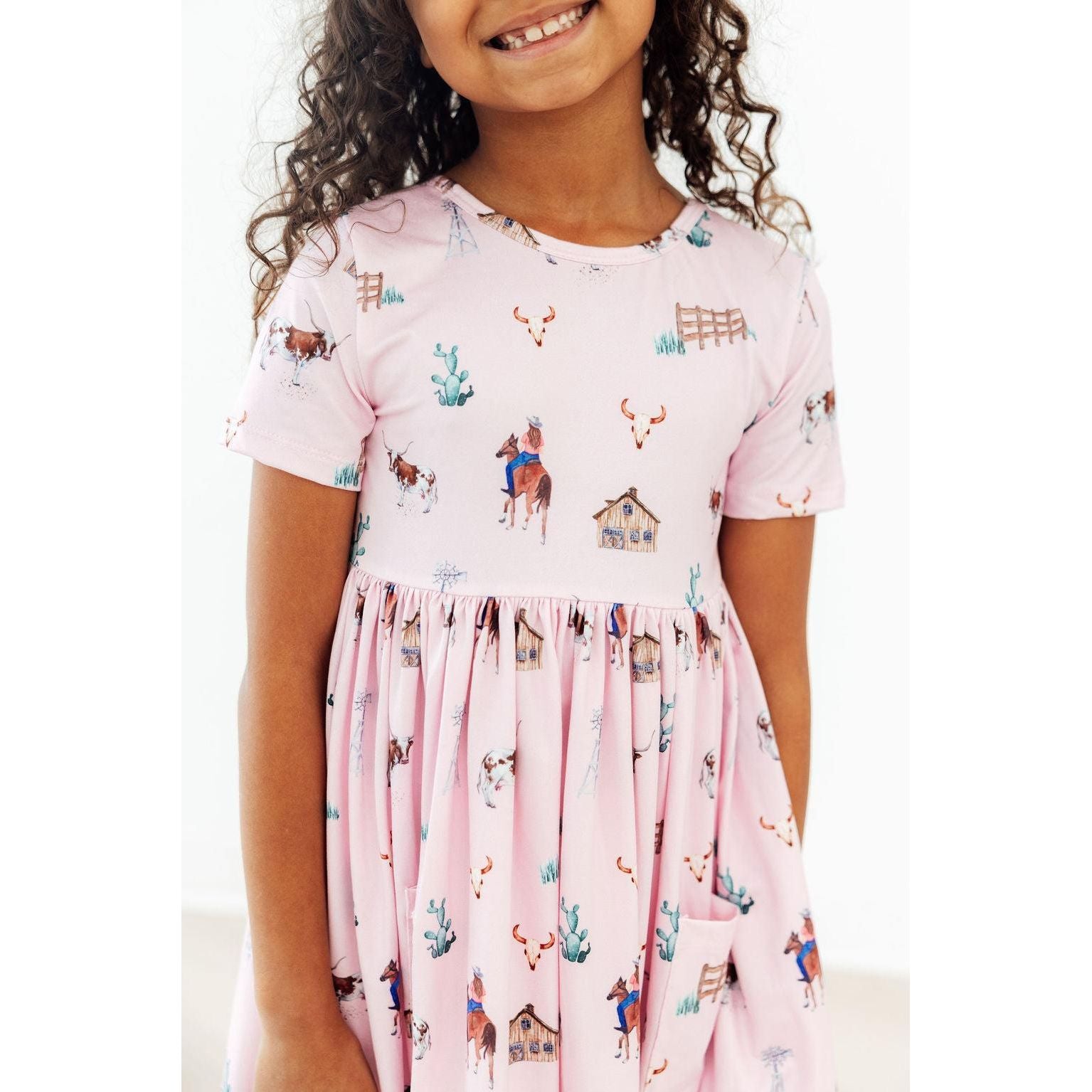 Pink Ranch Hand S/S Pocket Twirl Dress