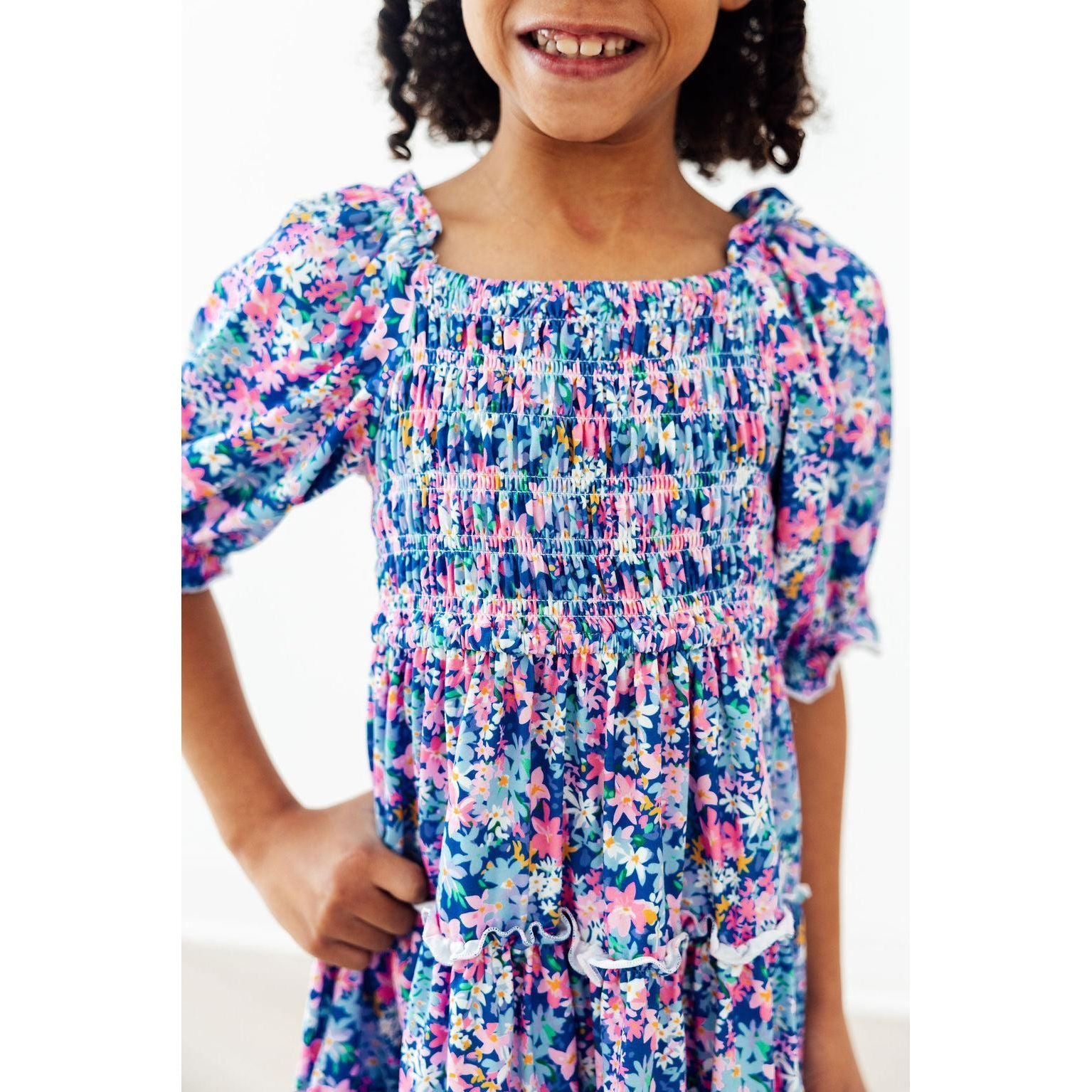 Darling Daisies Smocked Ruffle Dress