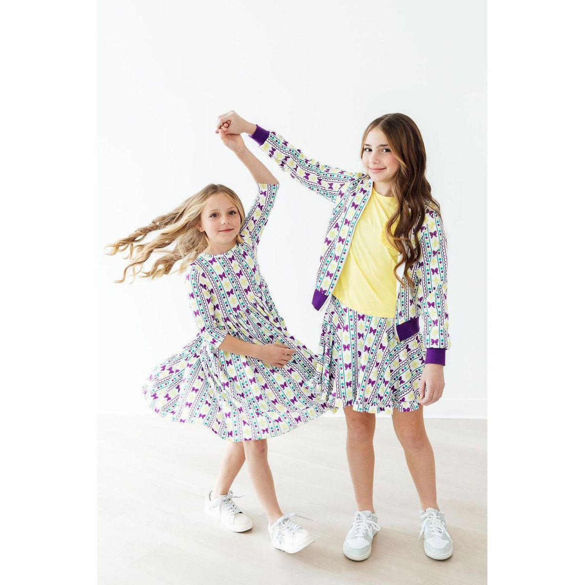 Mardi Gras 3/4 Sleeve Pocket Twirl Dress