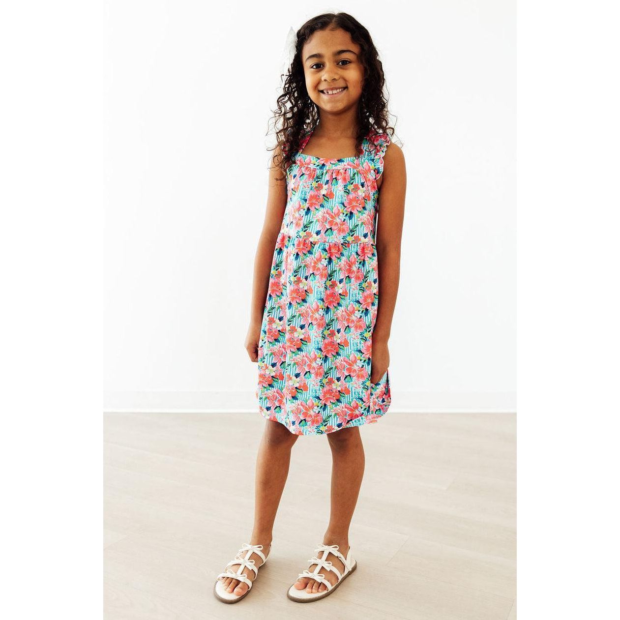 Petals in Paradise Ruffle Cross Back Dress