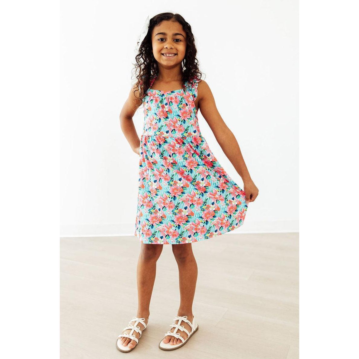 Petals in Paradise Ruffle Cross Back Dress