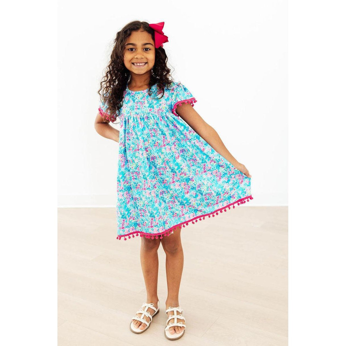 Aqua Garden Pom Pom Dress