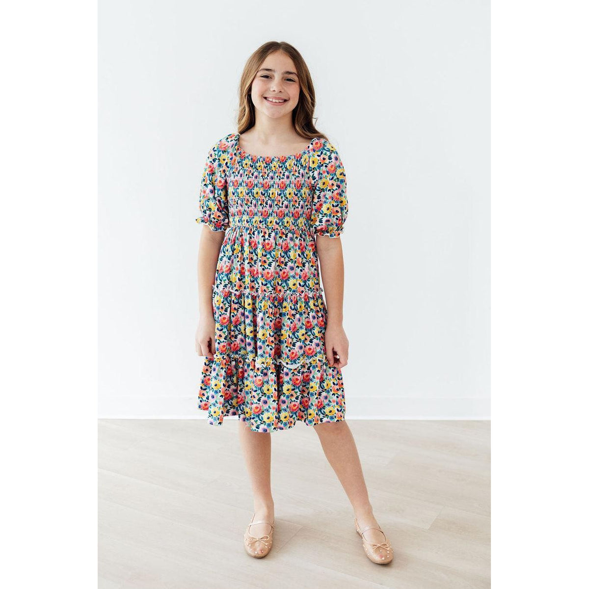 Beautiful Blossoms Smocked Ruffle Dress