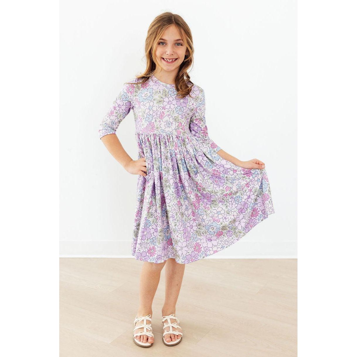 Spring Gardens 3/4 Sleeve Pocket Twirl Dress