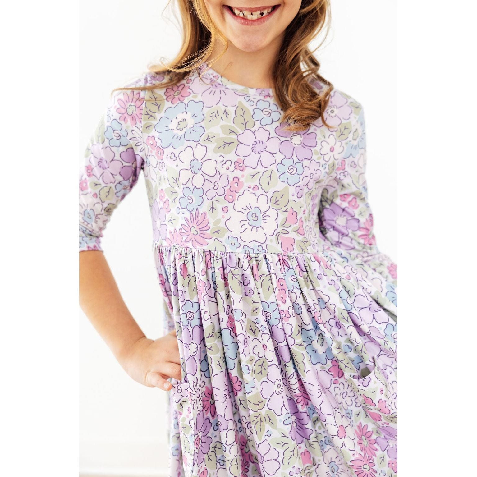 Spring Gardens 3/4 Sleeve Pocket Twirl Dress