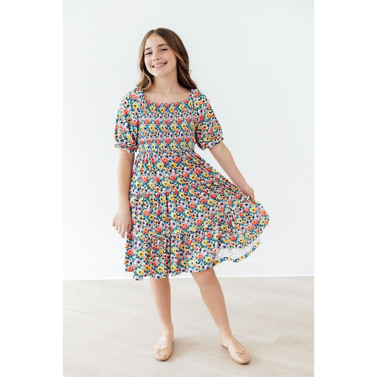Beautiful Blossoms Smocked Ruffle Dress