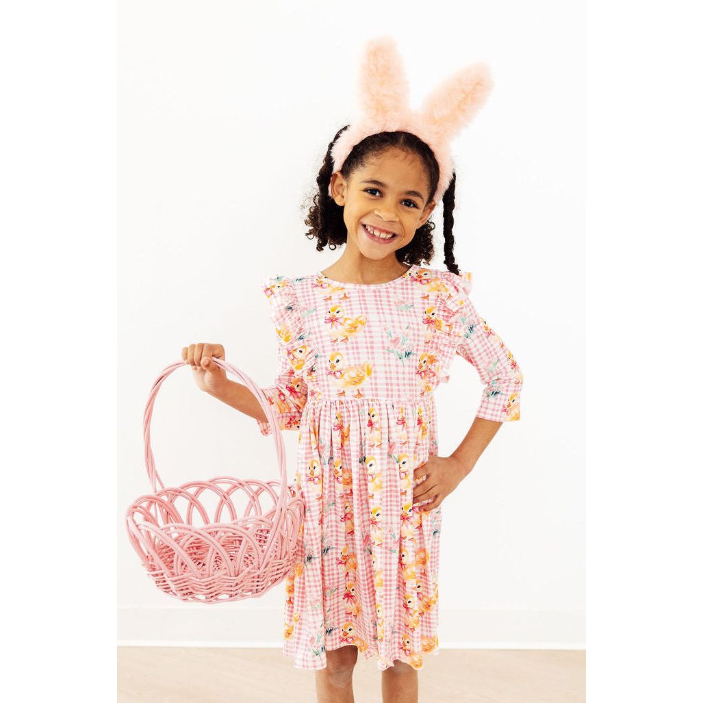 Daisy Ducklings 3/4 Sleeve Ruffle Twirl Dress