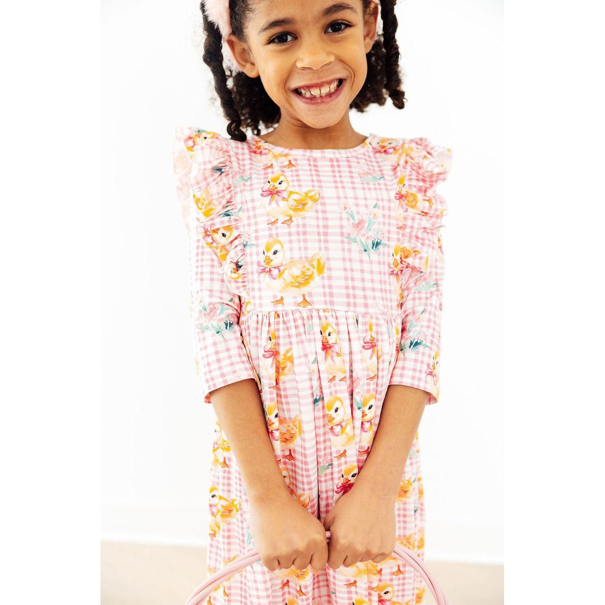 Daisy Ducklings 3/4 Sleeve Ruffle Twirl Dress