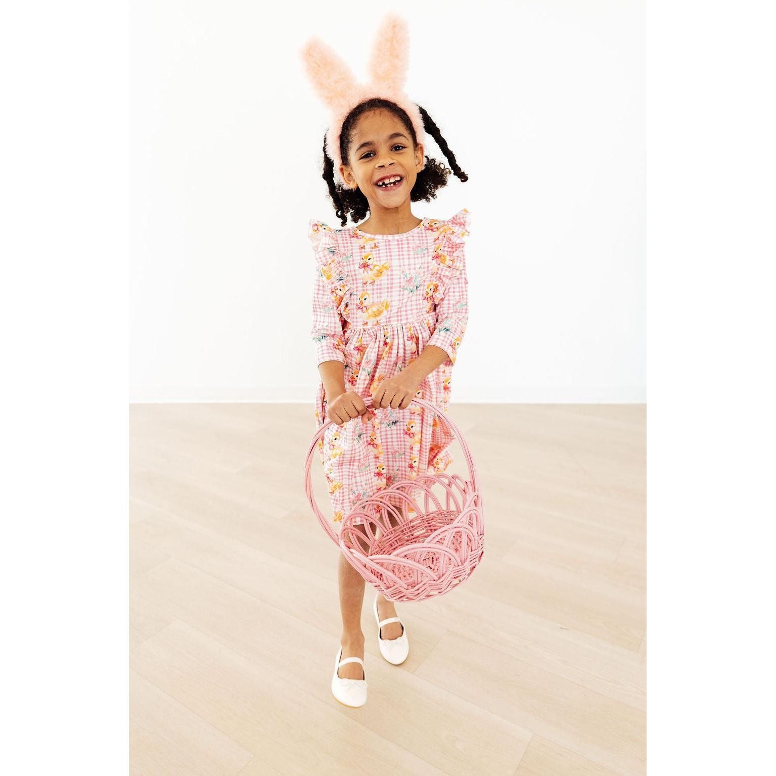 Daisy Ducklings 3/4 Sleeve Ruffle Twirl Dress