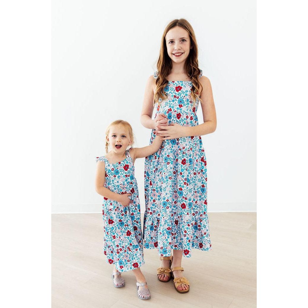 Patriotic Petals Ruffle Maxi Dress