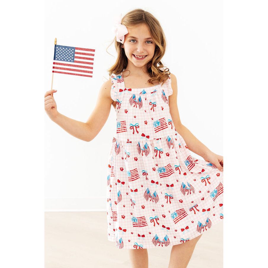 Fancy Flags Ruffle Cross Back Dress