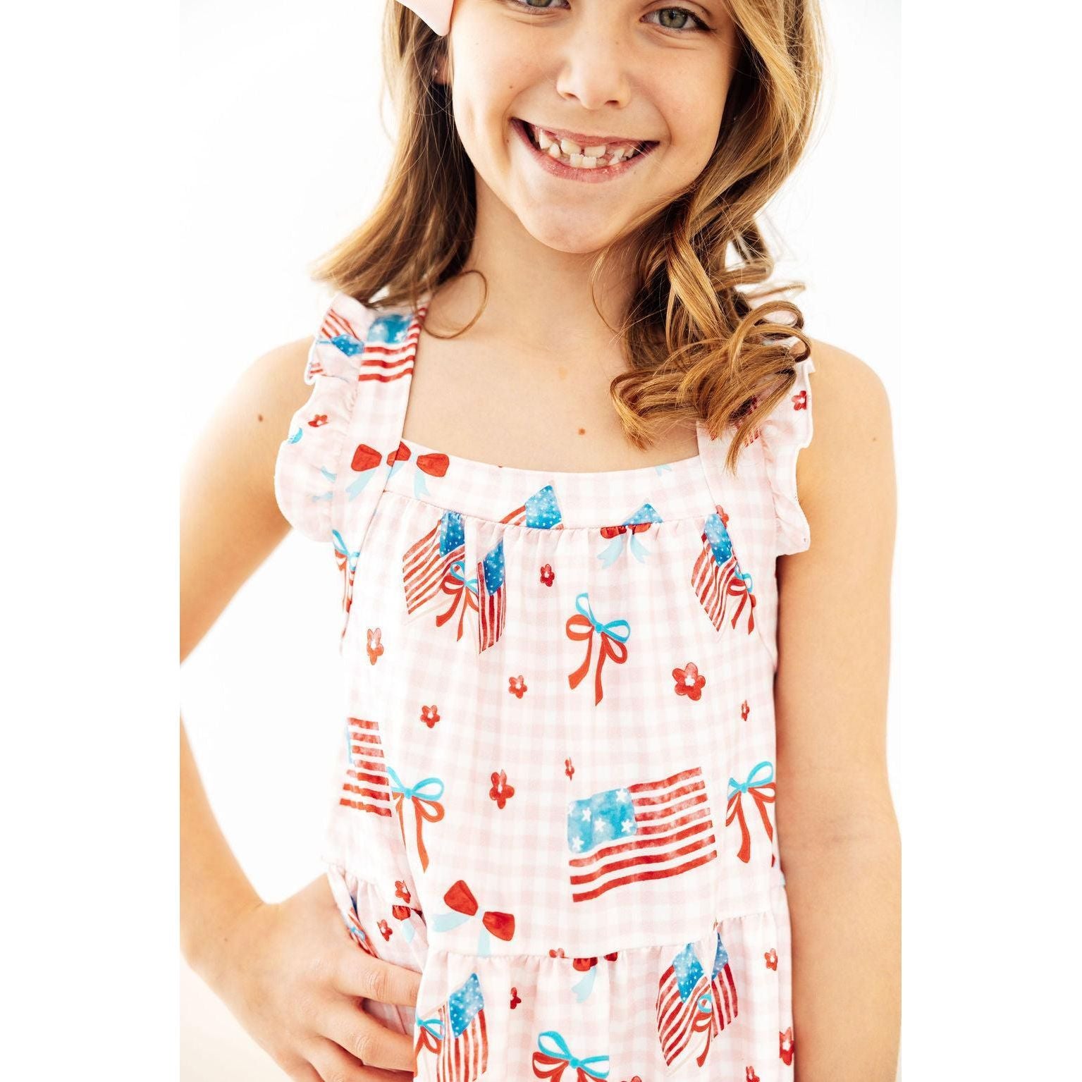 Fancy Flags Ruffle Cross Back Dress