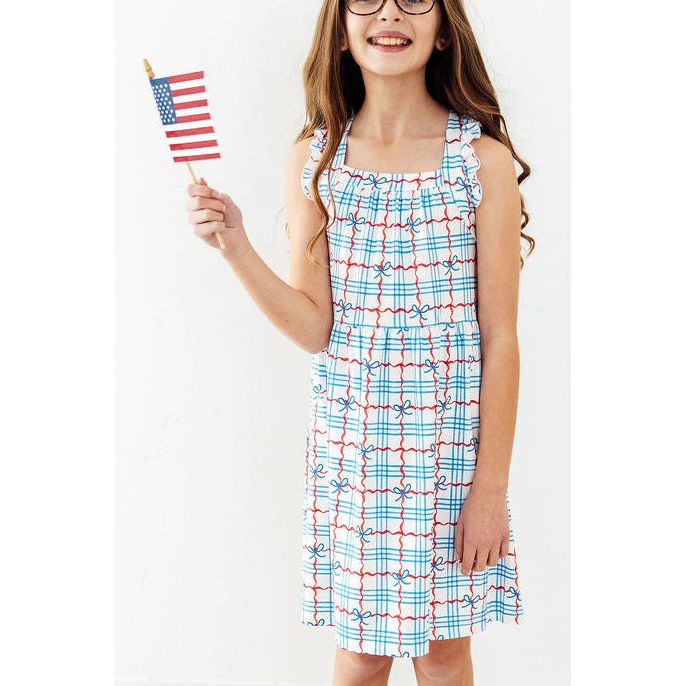 Patriotic Picnic Ruffle Cross Back Dress