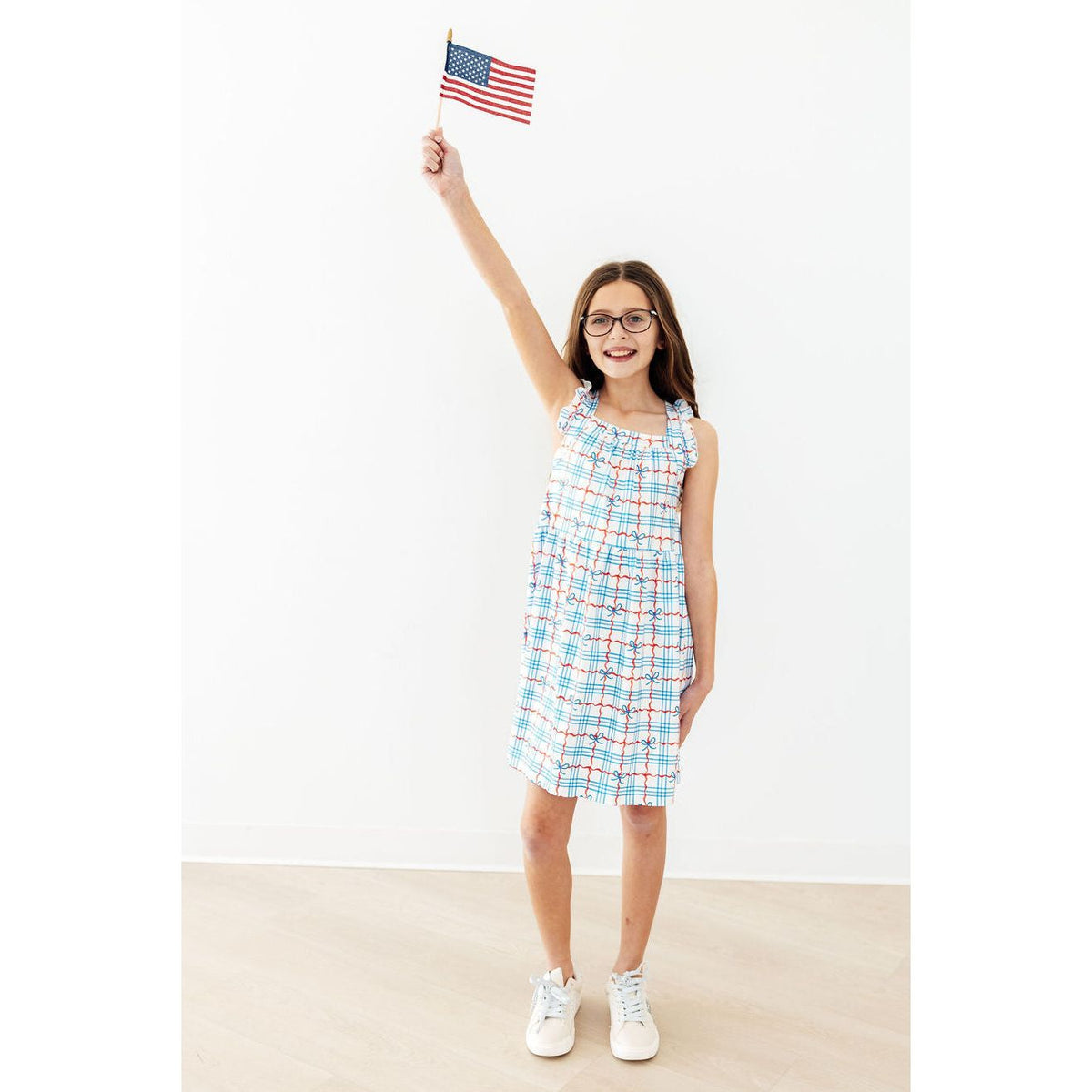 Patriotic Picnic Ruffle Cross Back Dress