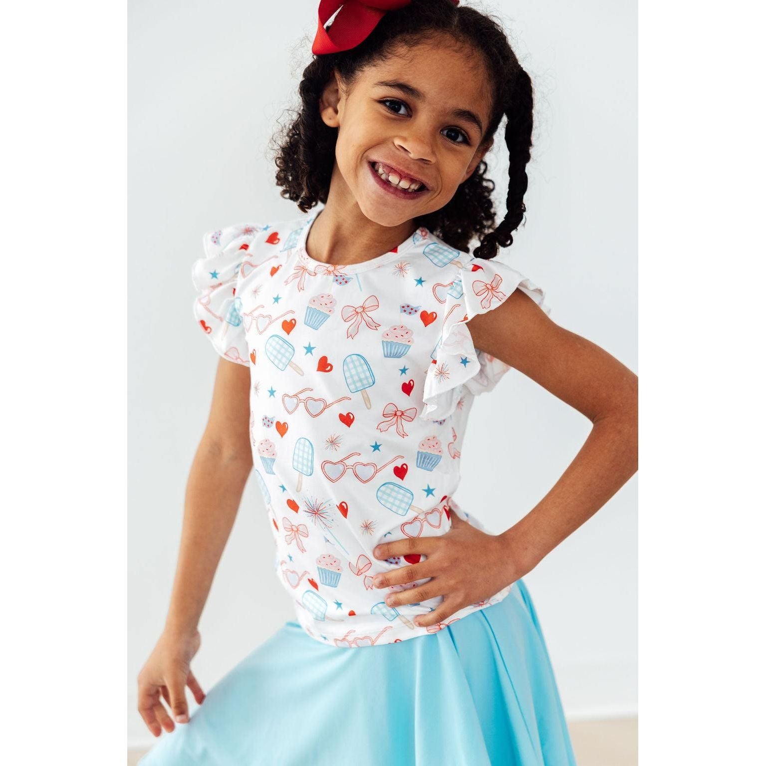 Red, White, & Sweet S/S Ruffle Tee