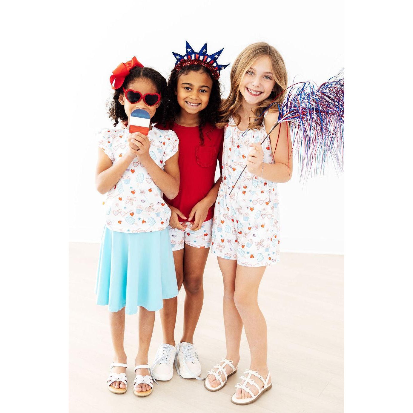 Red, White & Sweet Twirl Shorts