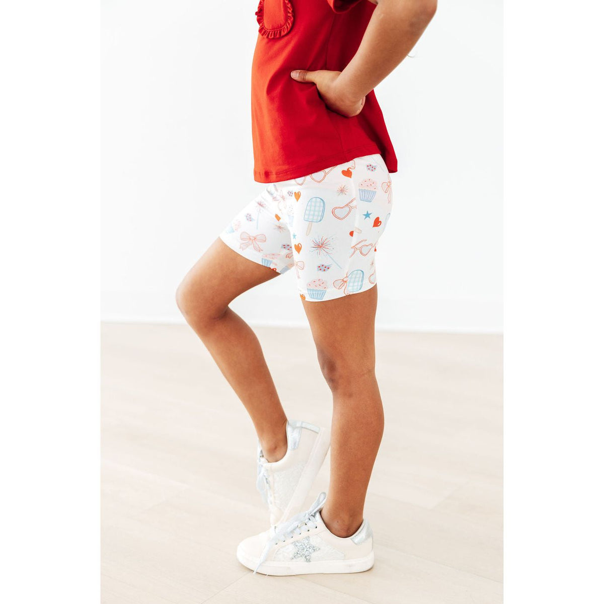 Red, White & Sweet Twirl Shorts