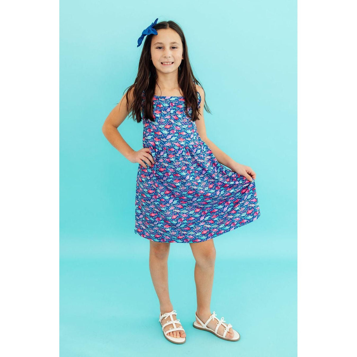 Fish in the Sea Ruffle Cross Back Dress