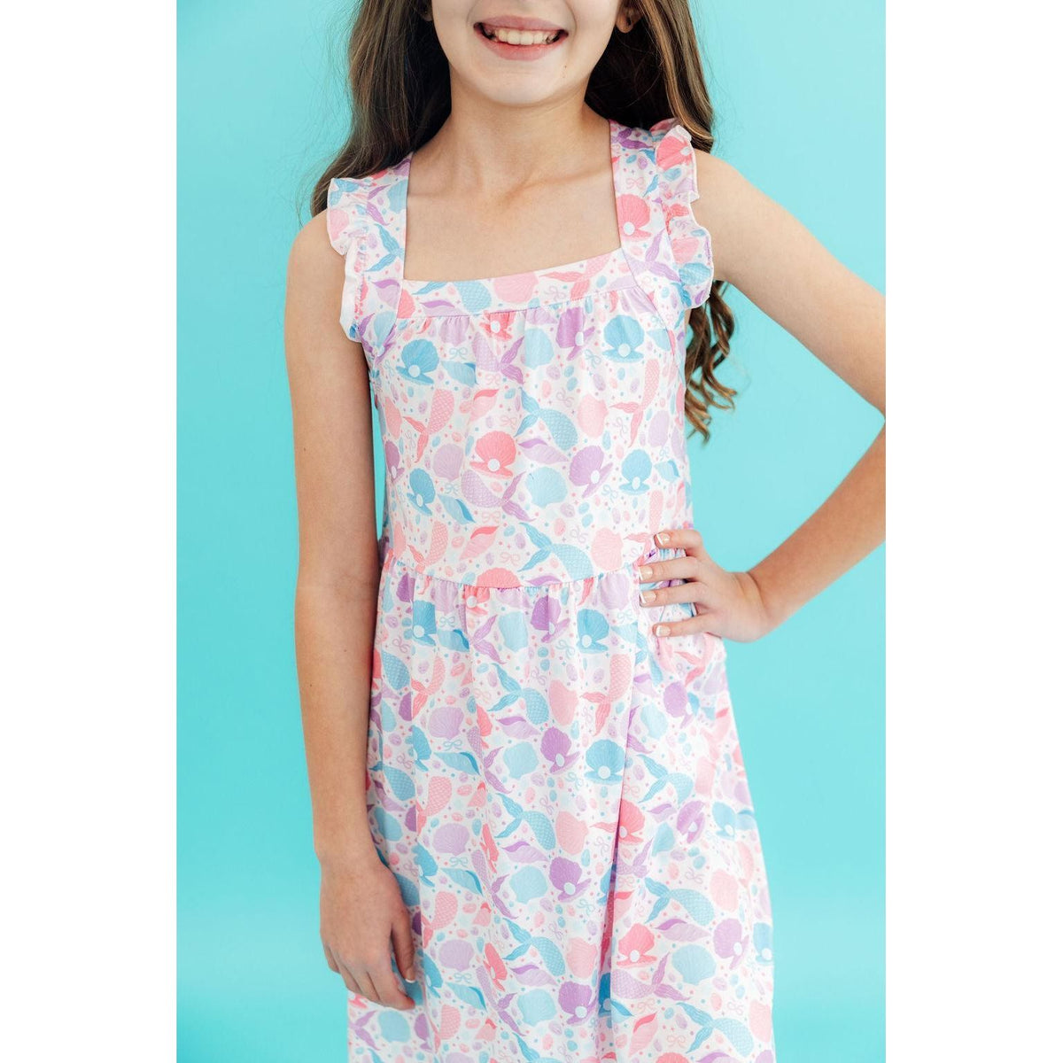 Mermaid Tails Ruffle Cross Back Dress