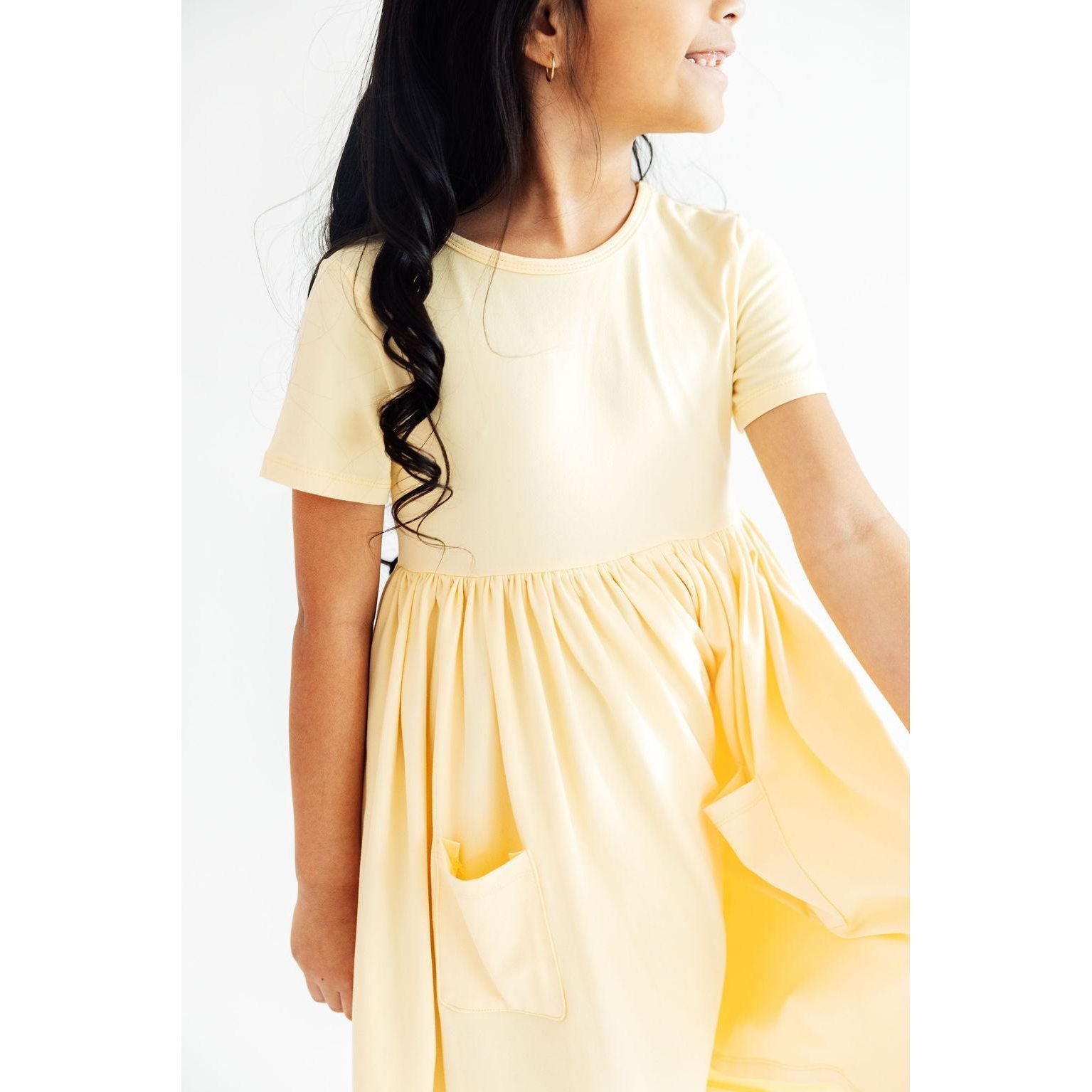 Butter Yellow S/S Pocket Twirl Dress