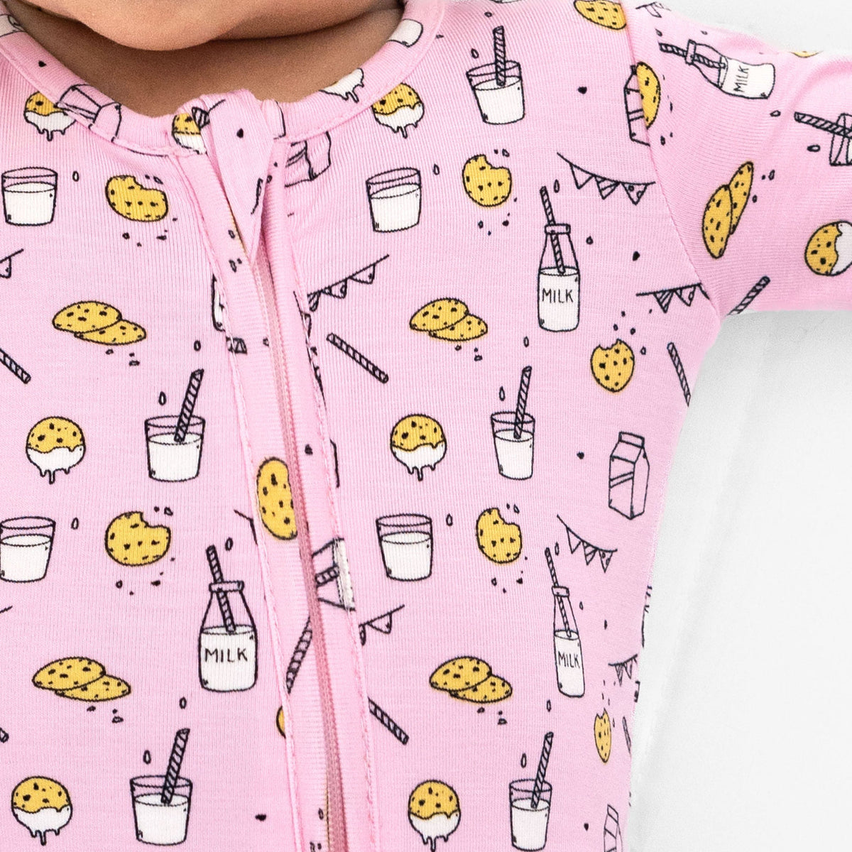 Milk & Cookies Pink Bamboo Convertible Footie