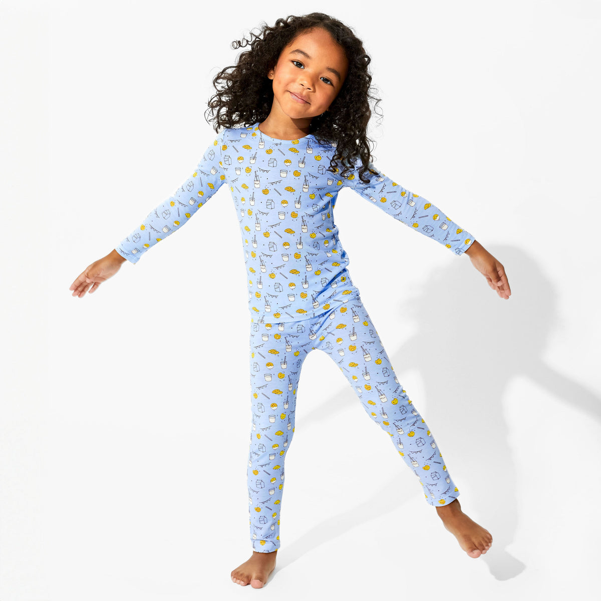 Milk &amp; Cookies Blue Bamboo Kids Pajamas