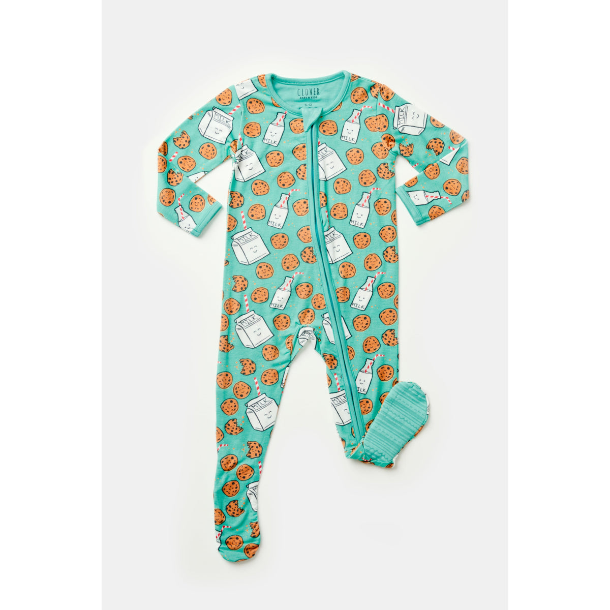 Soft & Stretchy Zipper Footie - Milk and Cookies