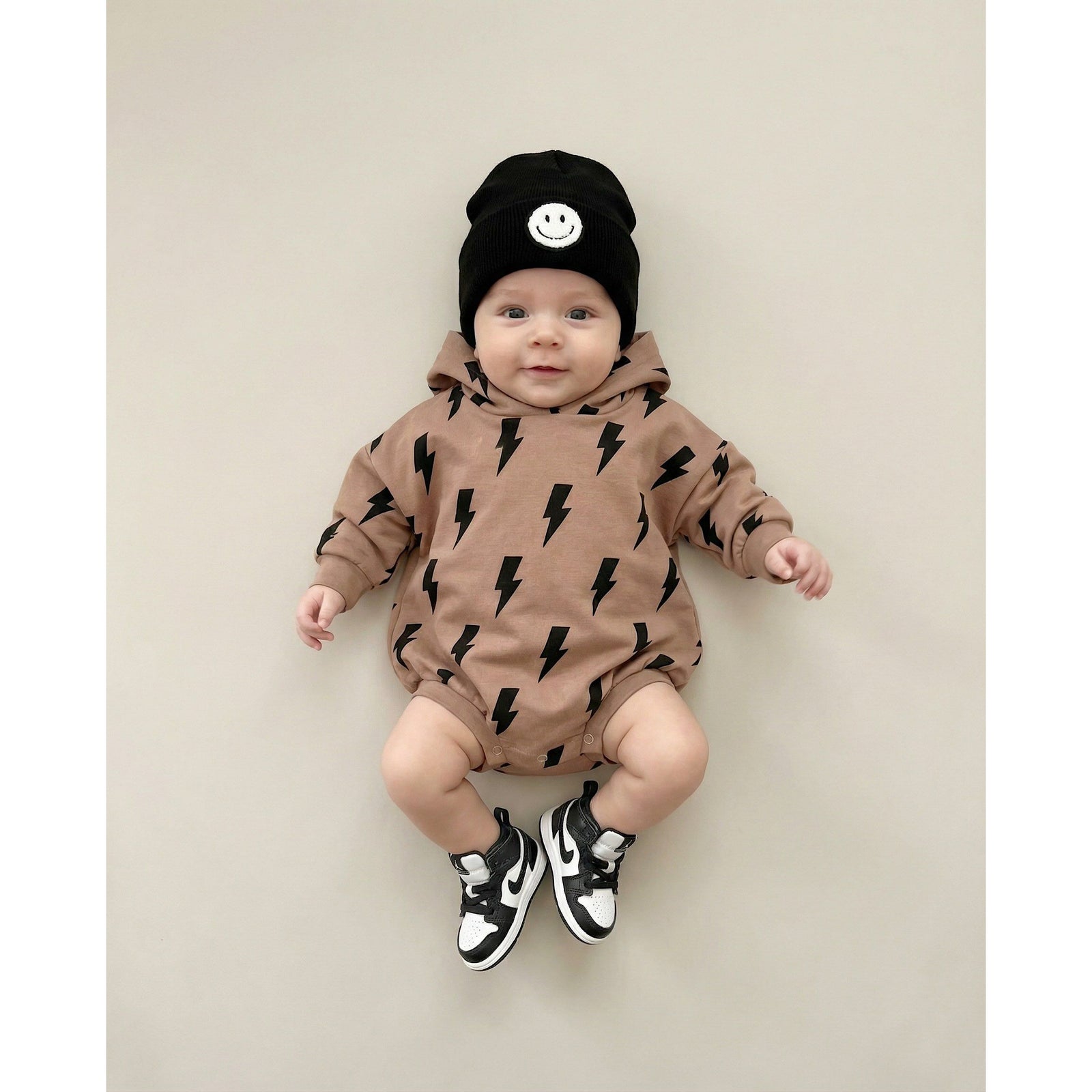 Hooded Bubble Romper  | Mocha Bolts