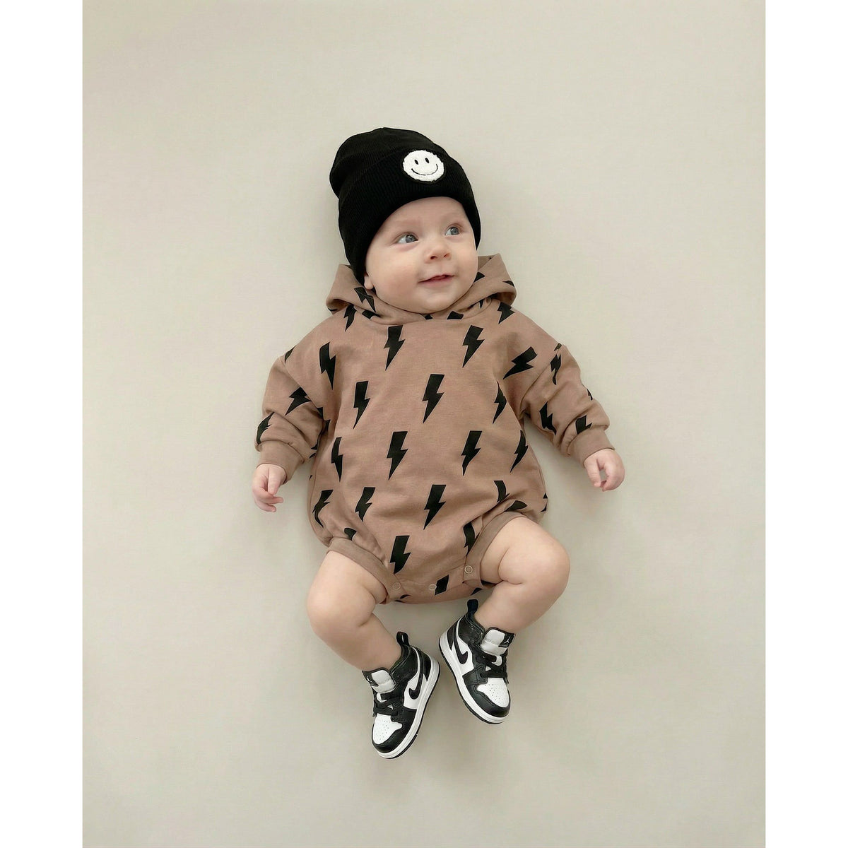 Hooded Bubble Romper  | Mocha Bolts