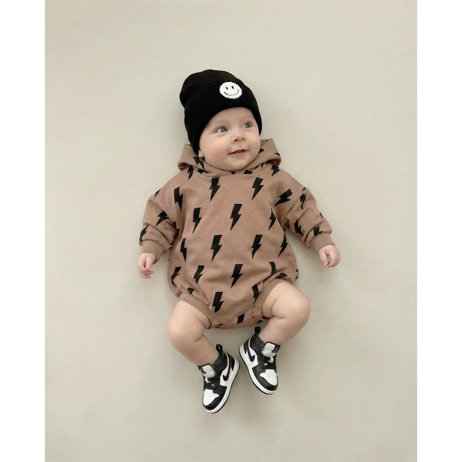 Hooded Bubble Romper  | Mocha Bolts