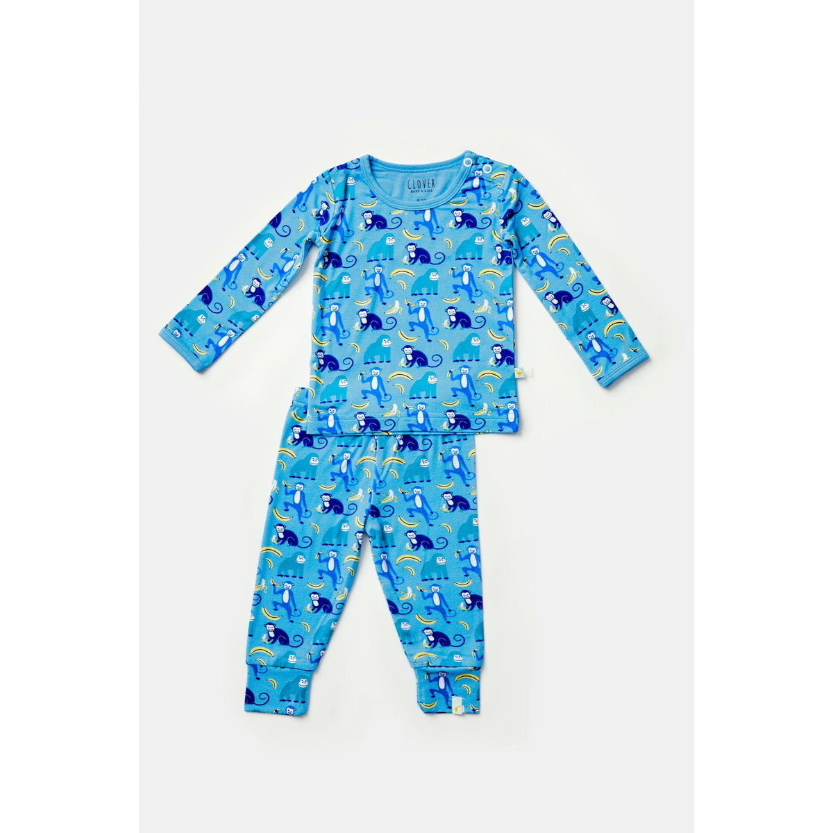 Long Sleeve Pajama Set - Monkeying Around Blue