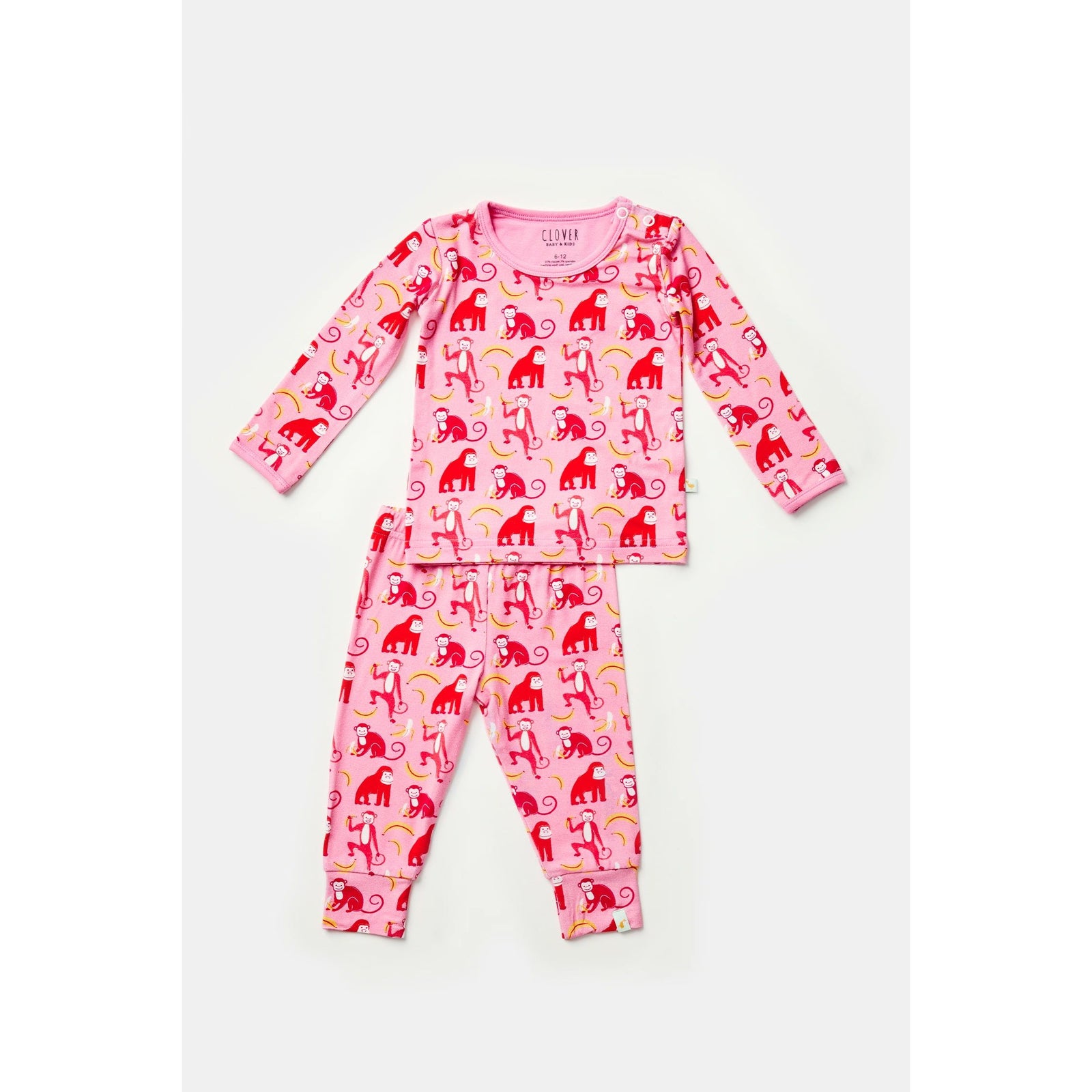 Long Sleeve Pajama Set - Monkeying Around Pink