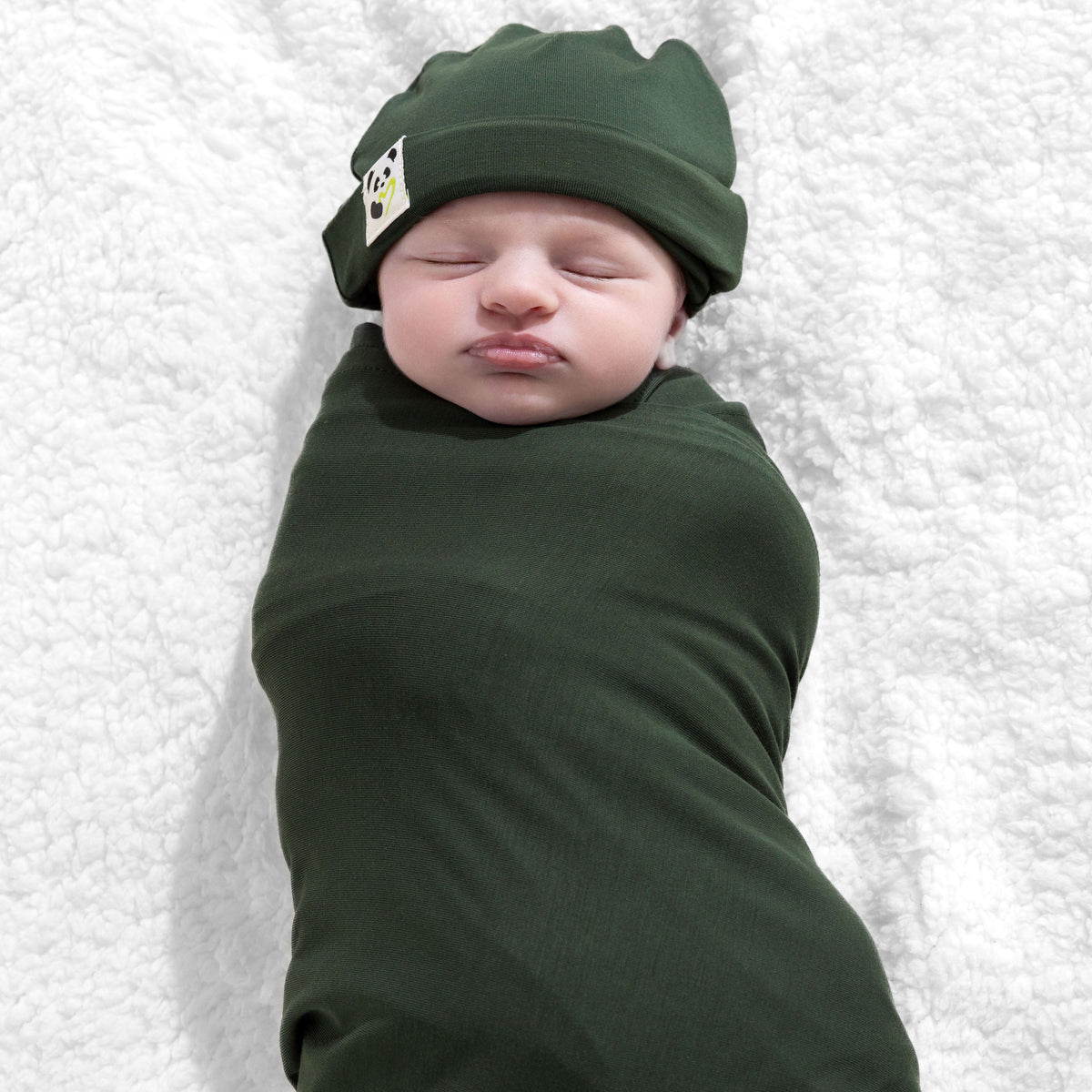 Pine Green Bamboo Swaddle &amp; Beanie Set