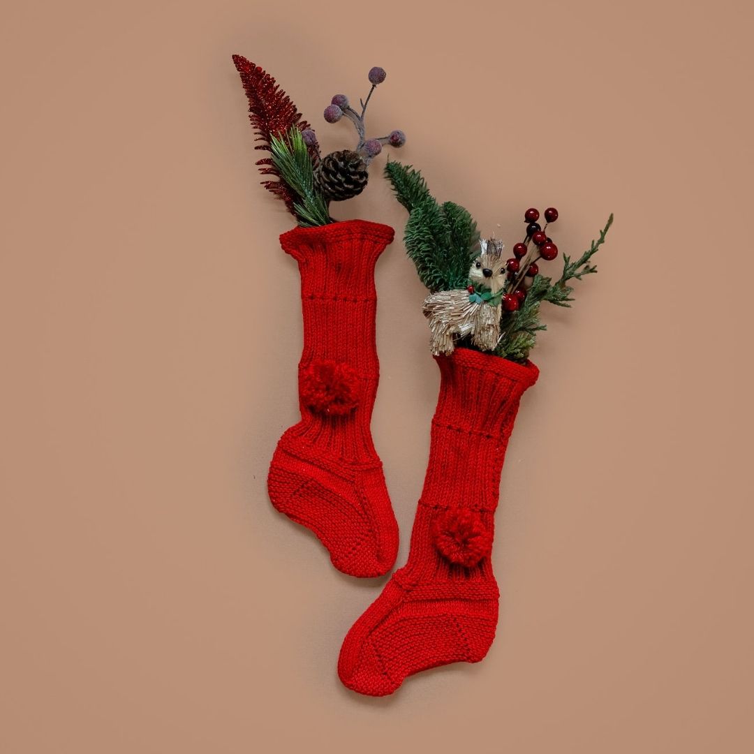 Pom-Pom Knit Bed Socks - In Stock