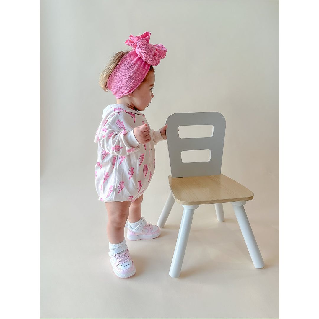 Hooded Bubble Romper | Pink Bolts