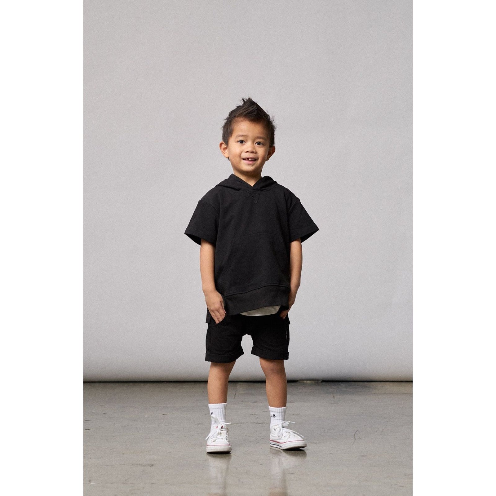 Short Sleeve Hoodie - Black