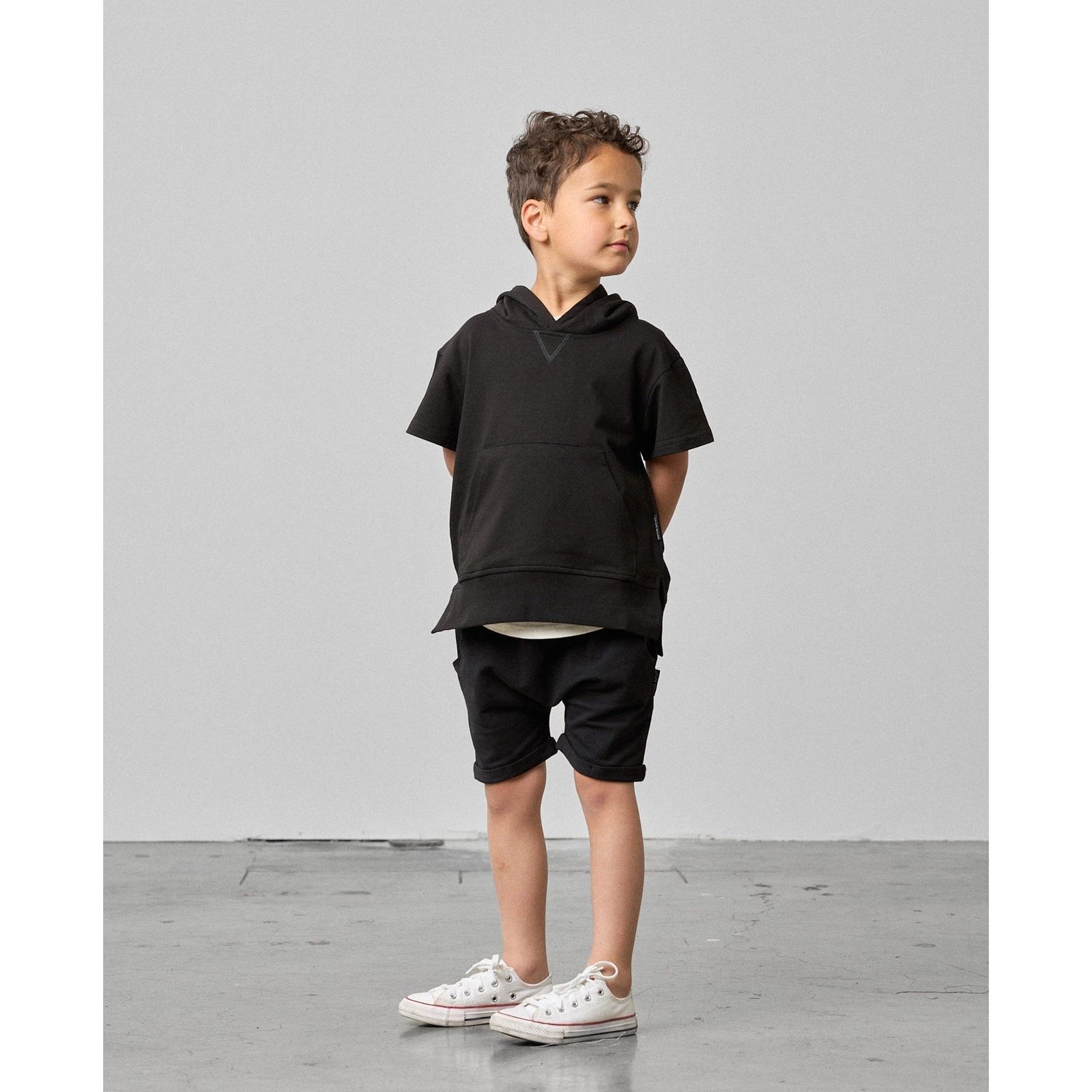 Short Sleeve Hoodie - Black
