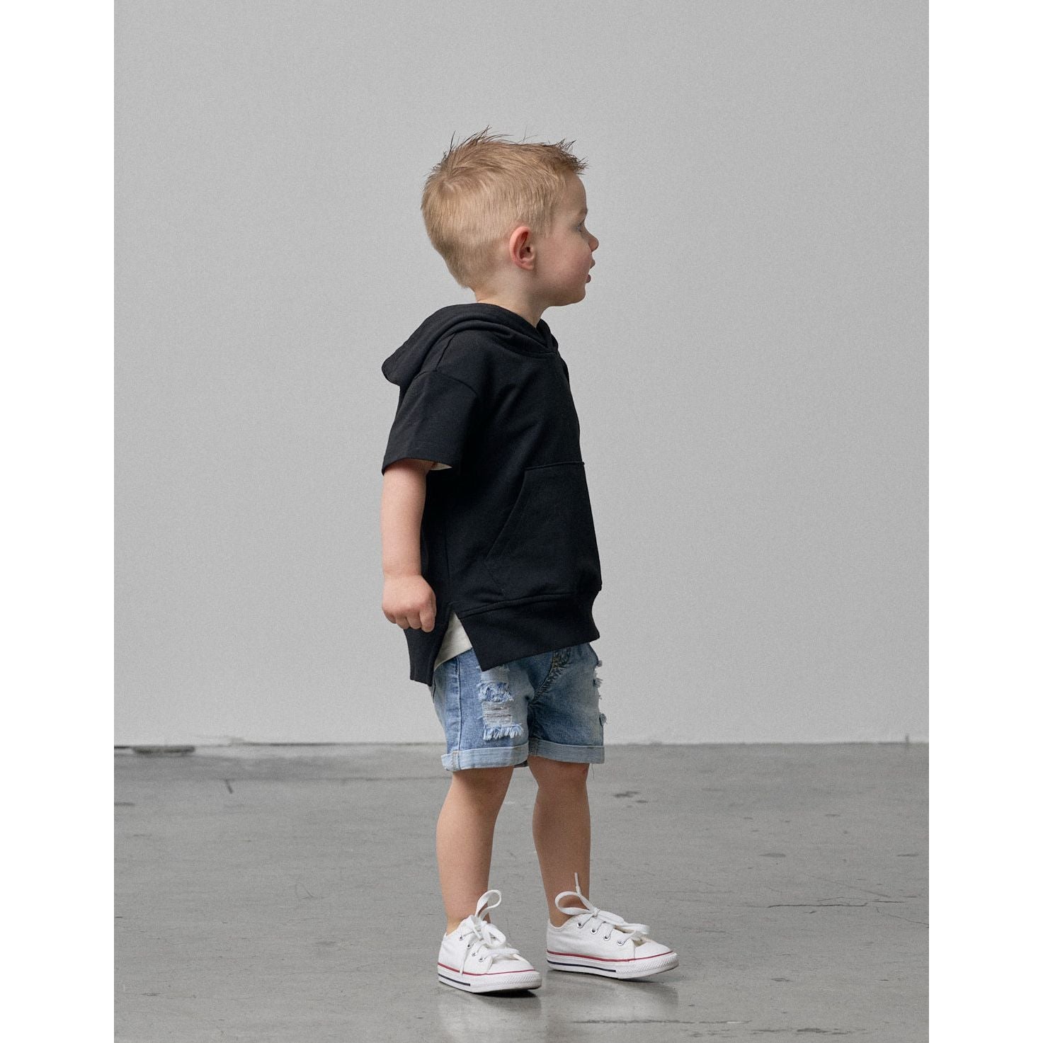 Short Sleeve Hoodie - Black