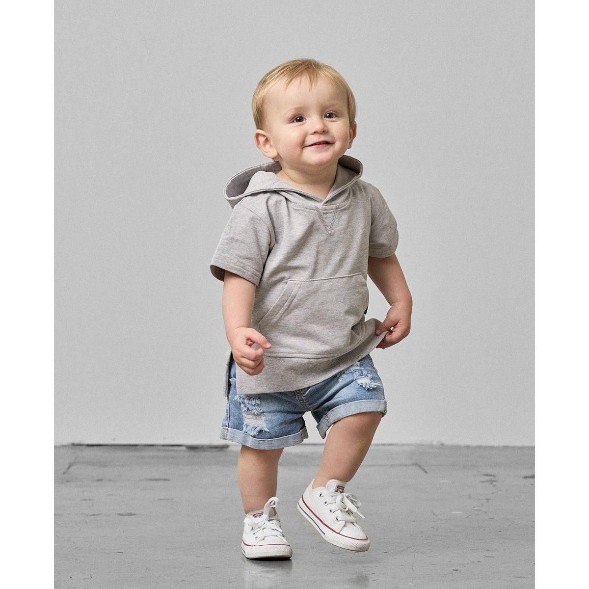 Short Sleeve Hoodie - Grey