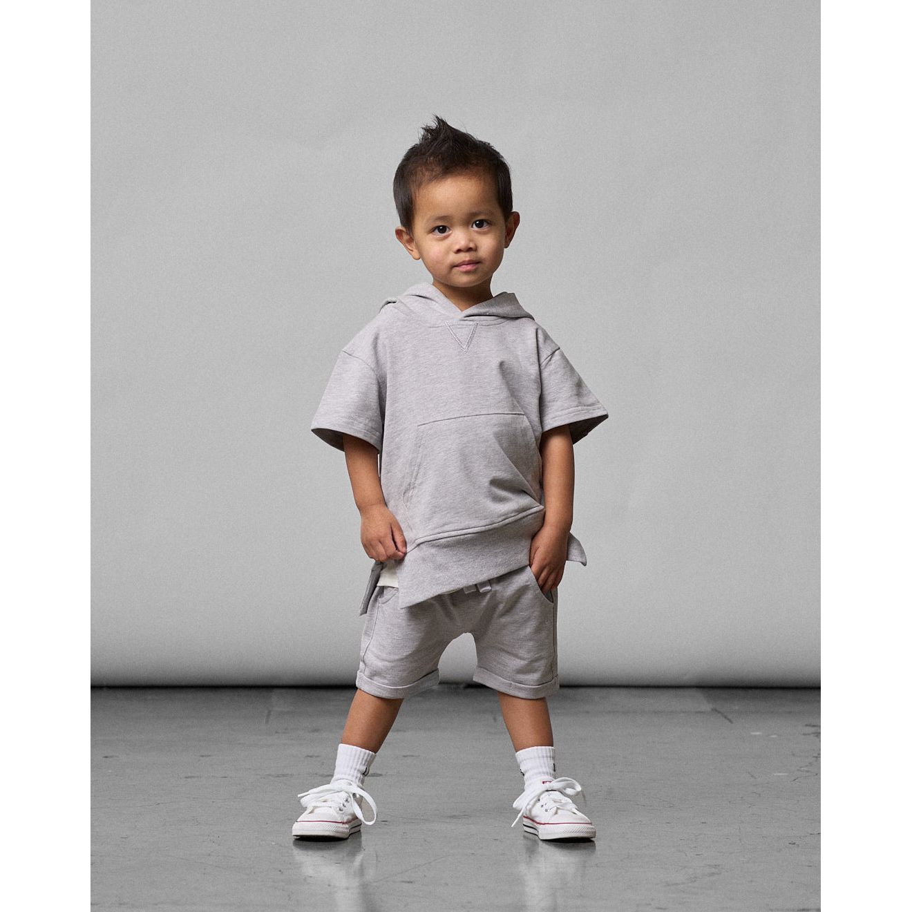 Short Sleeve Hoodie - Grey
