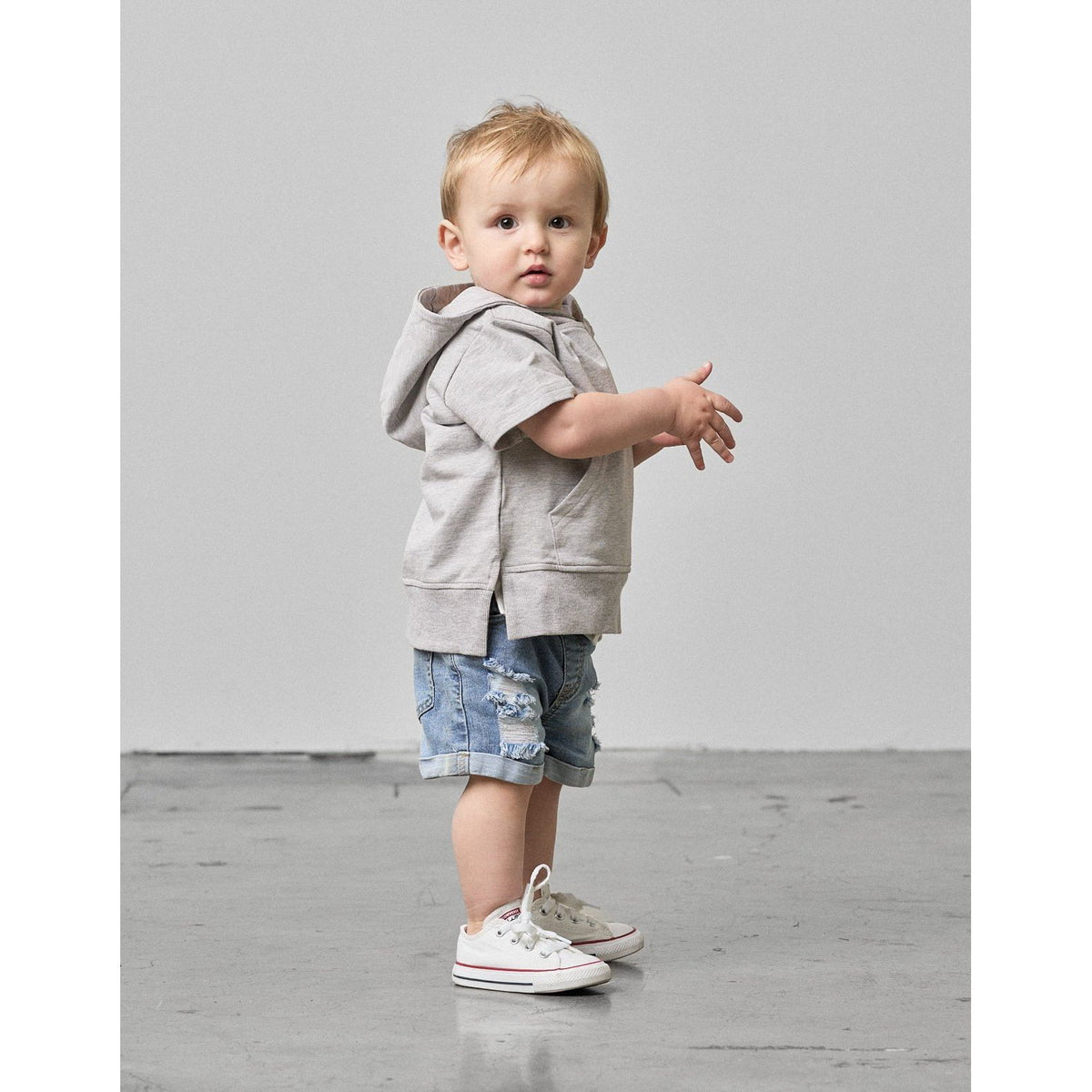 Short Sleeve Hoodie - Grey