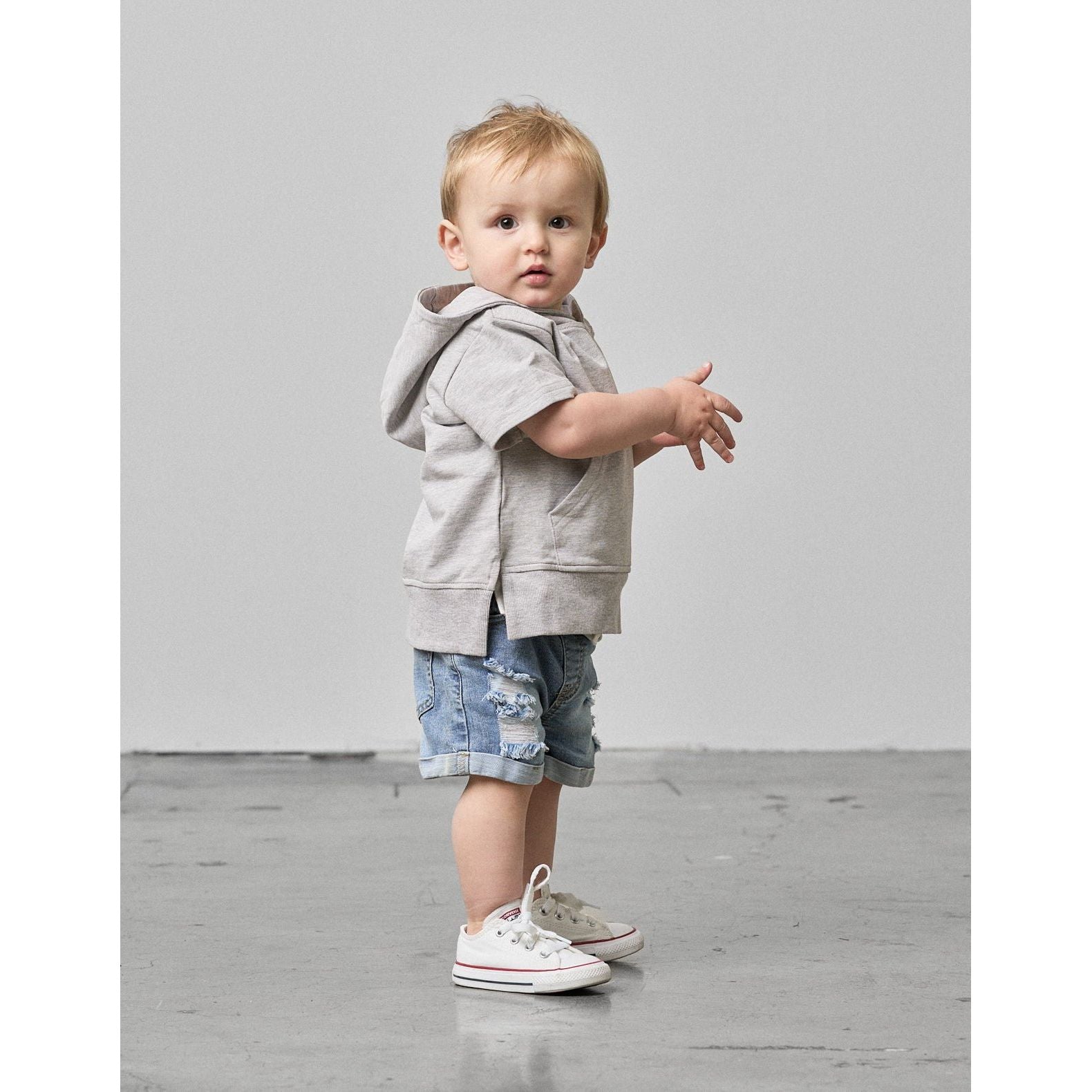 Short Sleeve Hoodie - Grey