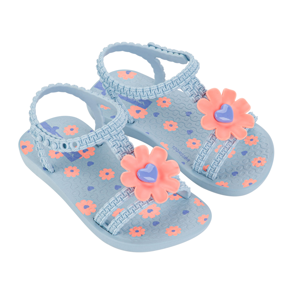 daisy baby sandal | blue & pink