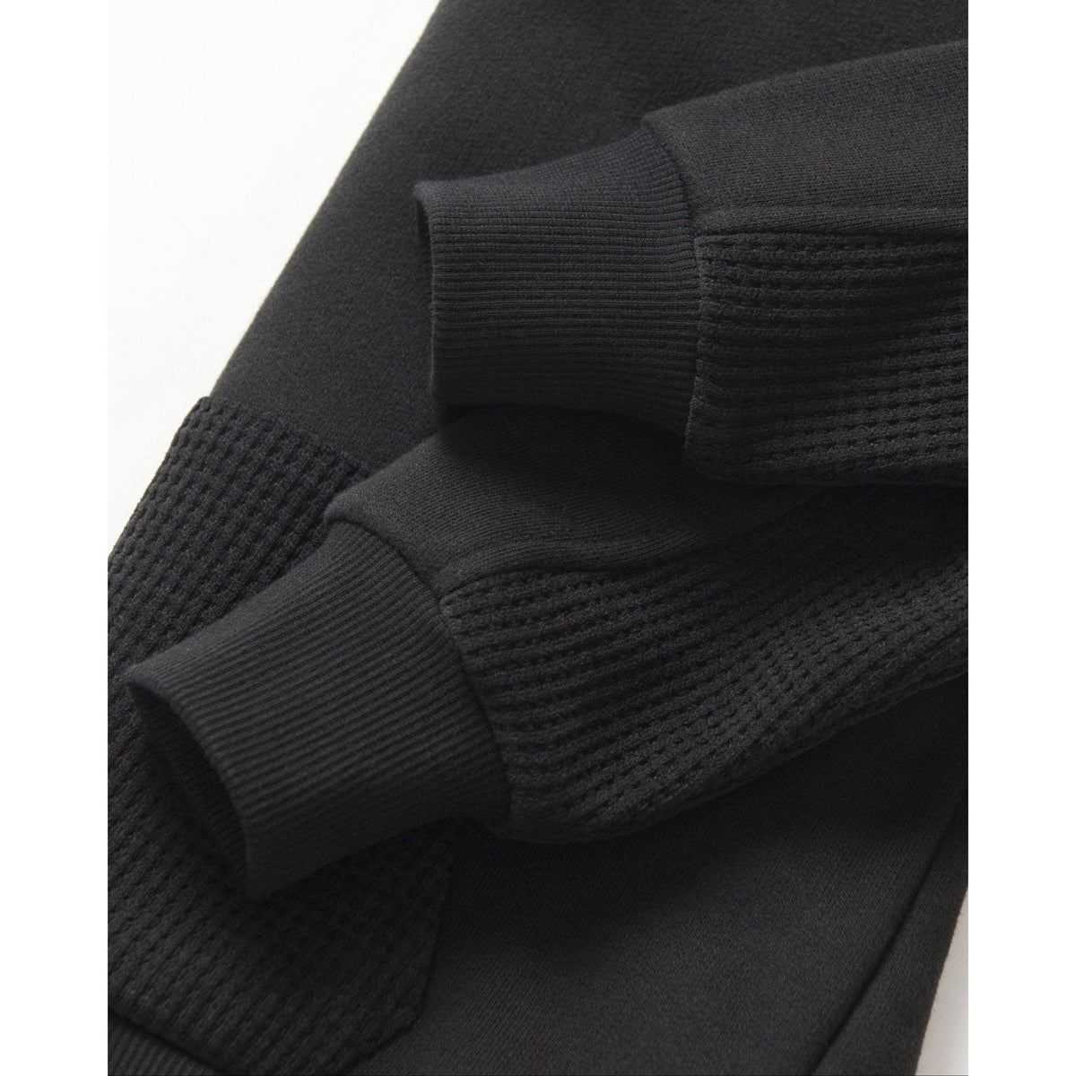 Waffle Hybrid Crewneck - Black
