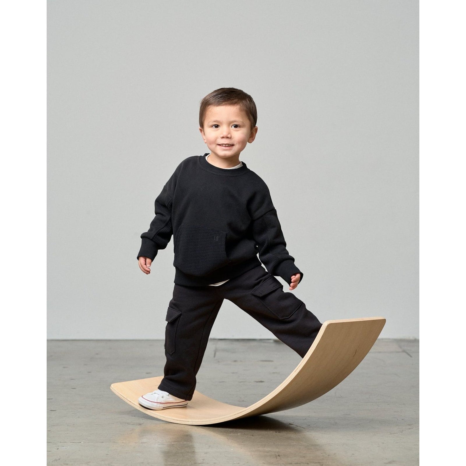Waffle Hybrid Crewneck - Black