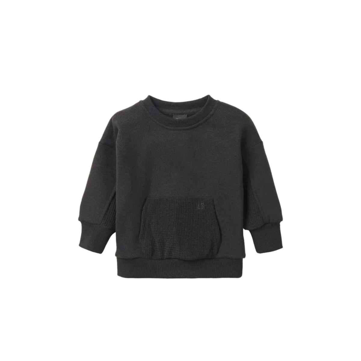 Waffle Hybrid Crewneck - Black